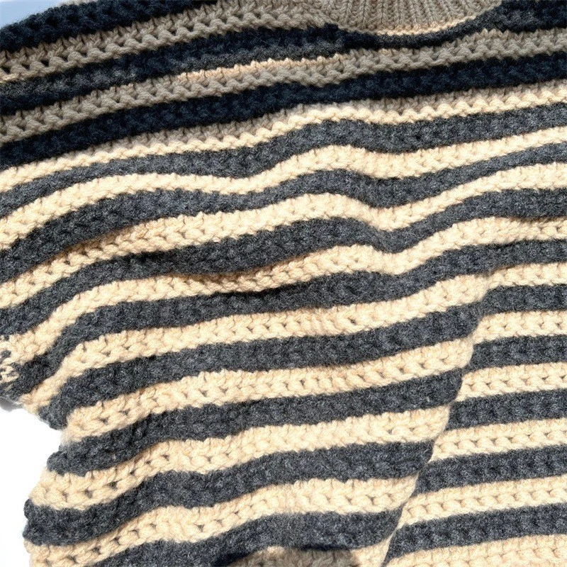 Brunello Cucinelli Womens Striped Long-sleeved Knitted Hollow Wool Sweater - Image 3 of 4