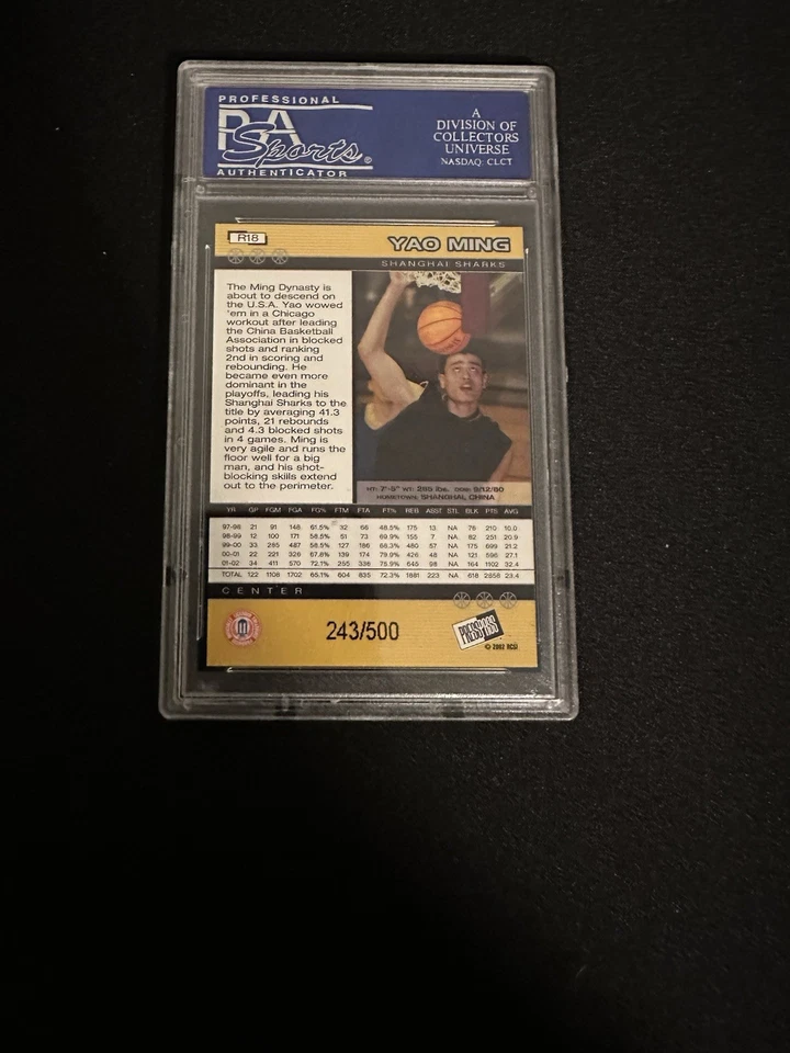 2002 Press Pass Yao Ming #R18 refrator /500 - HOF - PSA 9 - Imagem 2 de 2