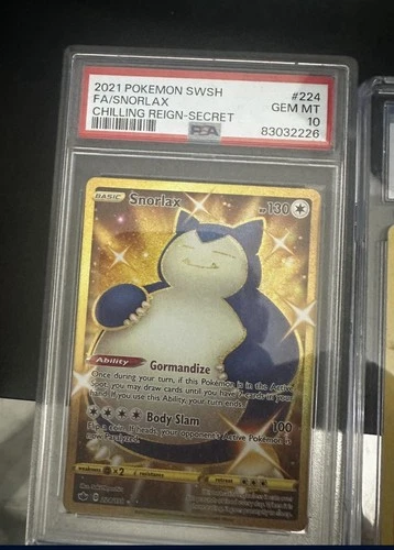 Pokémon TCG Snorlax 224/198 Secret Rare Gold Chilling Reign 2021 PSA 10