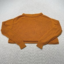 Free People Women Sweater Orange Knit Oversized Cropped Pullover Breathable XS