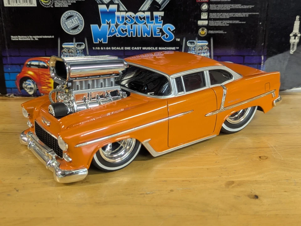 MUSCLE MACHINES 1956 Chevrolet Bel-Air VHTF Build-It SLAMMED Custom WW 1/18 1:18 - Image 3 of 4