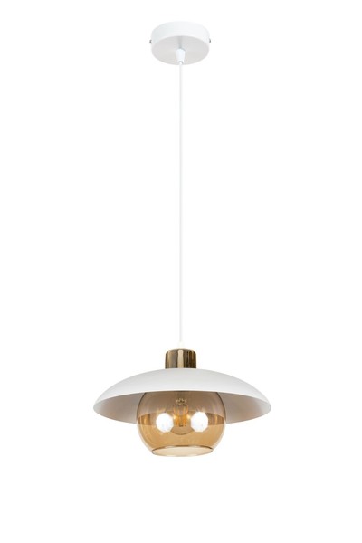HäNgelampe Metall Glas Schirm Weiß Honig E27 Rund Ø30 Cm Pendelleuchte Blendarm-image