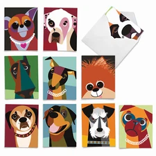 10  Thank You Cards Assortment - CUBIC CANINES M6632TYG