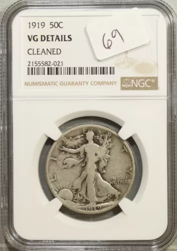 1919 Walking Liberty Half Dollar 50c NGC VG Details #2-021