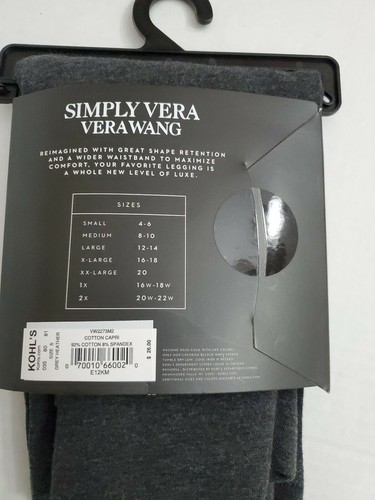 Medias Simply Vera Wang Luxe Algodón Capri Banda Ancha Talla Pequeña Gris $26 - Imagen 3 de 5