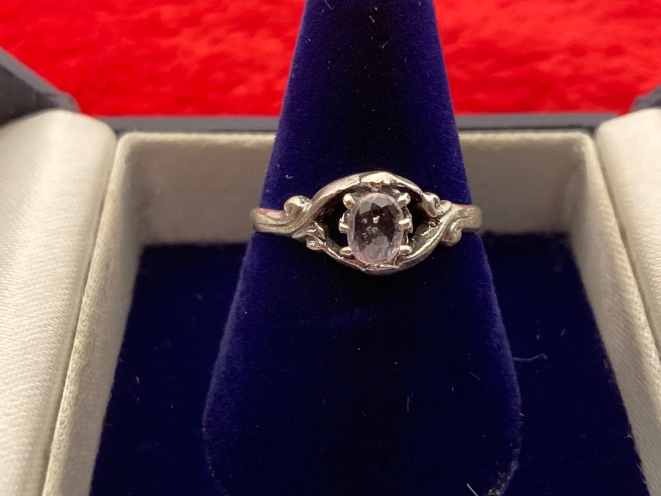 Vintage Pink Sapphire solitaire sterling silver ring engagement 6 promise - Image 3 of 4