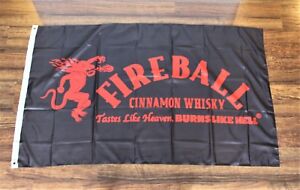 Fireball Banner Flag Cinnamon Whisky Red Devil Fire Burnt Logo Whiskey Bar New