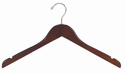 15'' Petite Size Walnut Wood Dress Hanger (pack of 100)
