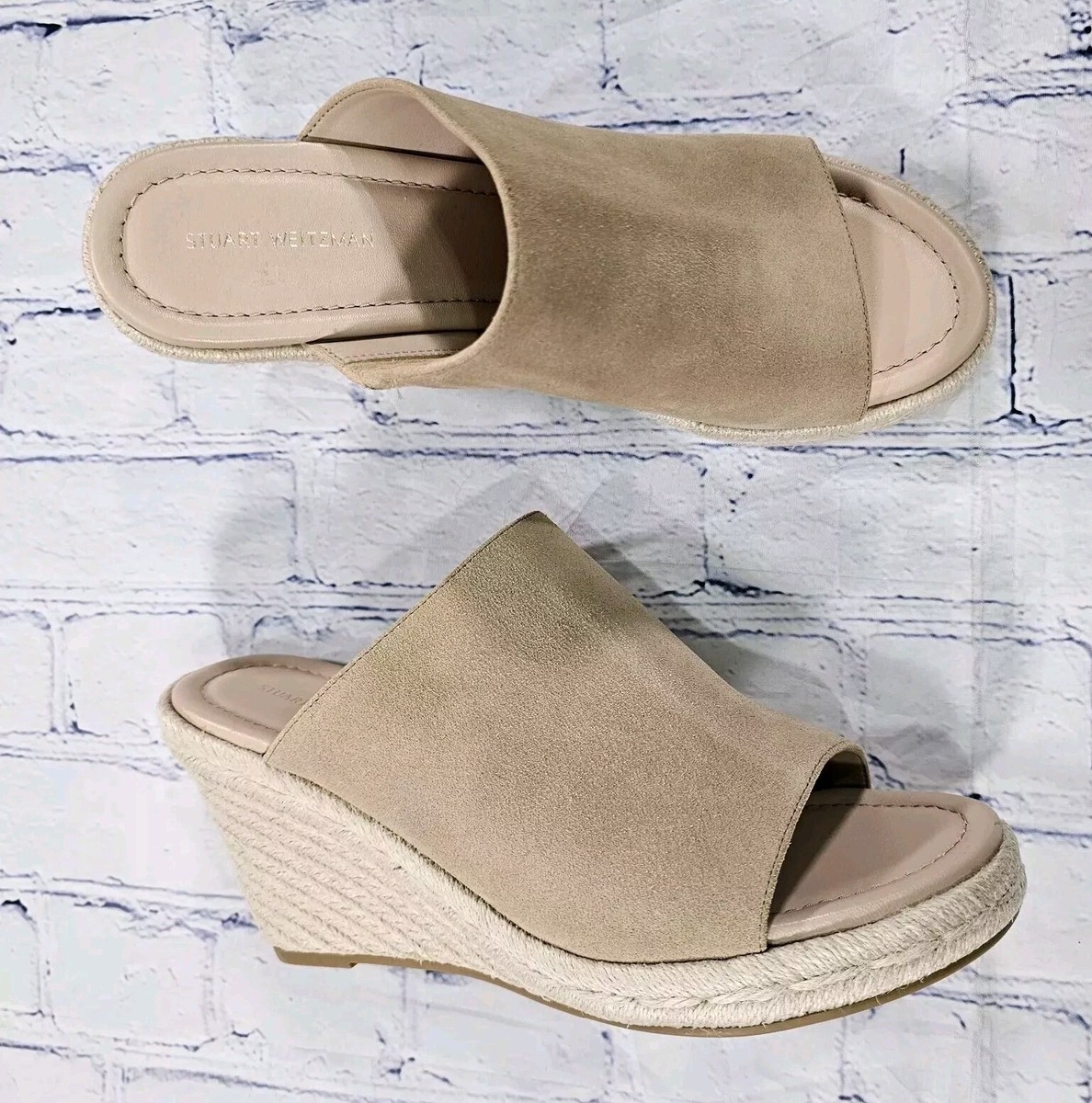 Stuart Weitzman Neutral Espadrille Wedge Sandals - Beige Stuart Weitzman 100mm Alyssa Suede Espadrille Wedge Sandals  main image 3