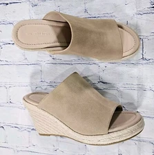 Stuart Weitzman WOMENS SZ 9 Marabella Beige Suede Espadrille Wedge Sandals 