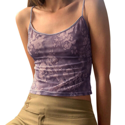 Womens Sleeveless Tank Top Spaghetti Strap Vest Crop Top Camisole Streetwear | eBay