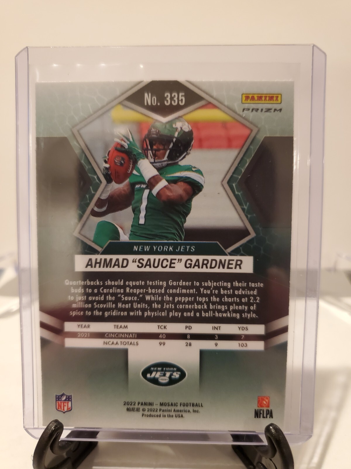 2022 Panini Mosaic Ahmad Sauce Gardner NFL Debut Green 289 Rookie Card