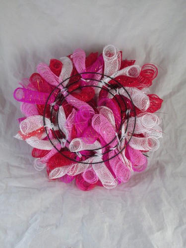 Curly 8 inch Valentine's Day Deco Mesh Wreath - Picture 5 of 7