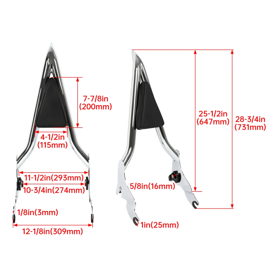 Respaldo trasero pasajero barra Sissy para Harley Touring Road Street Glide 2009-2024 Foto 2 de 4