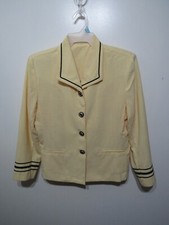 Southern Lady Blazer Size 14 Yellow Button Up Front Faux Pockets Career Business