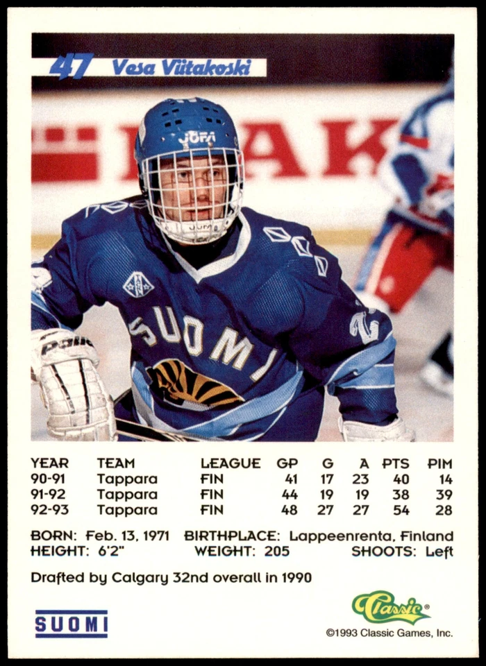 Vesa Viitakoski #47 1993 Classic '93 Hockey Draft - Image 2 of 2