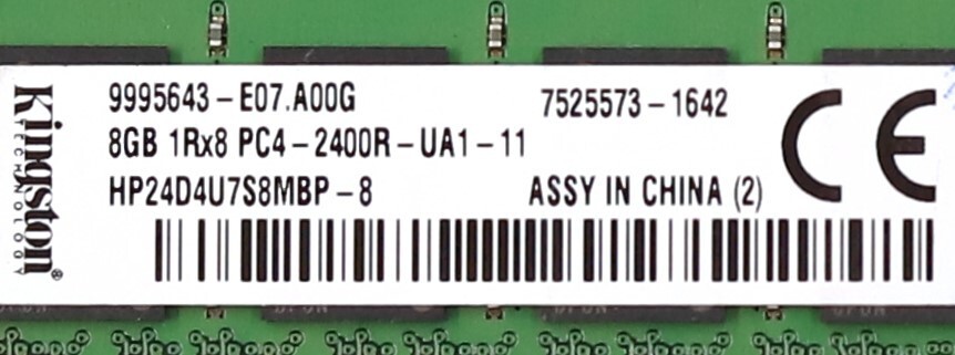 Kingston 8GB 1Rx8 PC4-2400R-UA1-11 Desktop Memory P/N