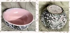 Vtg Ceramic Lava Splatter Glazed Hull Pottery Bowl No 29 USA Pink Black Atomic