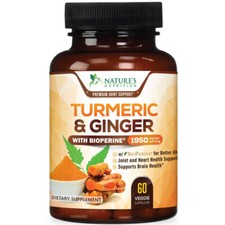 Turmeric Curcumin Capsules Ginger 95 Curcuminoids 1950mg Max Potency Bioperine