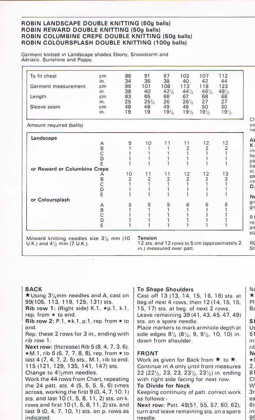 Vintage Mens Sweater Knitting Pattern, 34 44" chest, DK, A4 printed