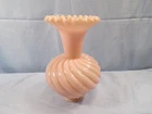 Fenton Pink Rose Pastel Glass Vase w/ Spiral Design 6" Tall