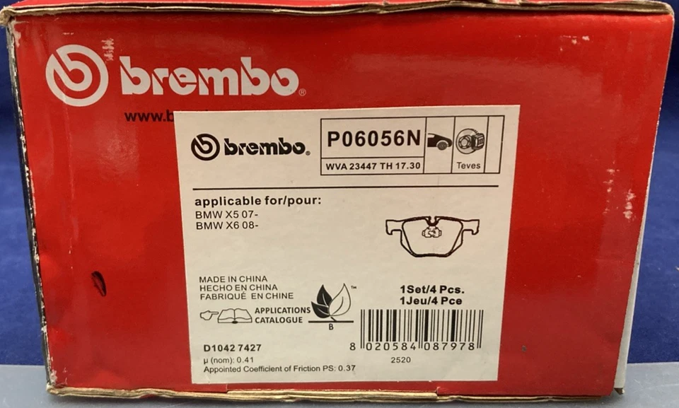 JUEGO PASTILLAS FRENO BREMBO P06056N GENUINO NUEVO Foto 2 de 2