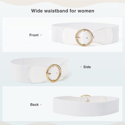 2 Pack Stretch Belt for Women Vintage 2.4 inch Chunky Buckle  display picture 2