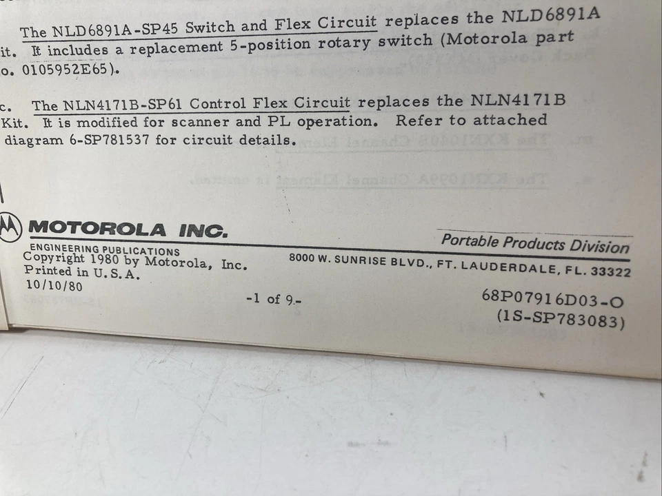 Motorola MX300 Series Maintenance Manual 68P81013C70-A & Supplement 1977 - Image 3 of 4