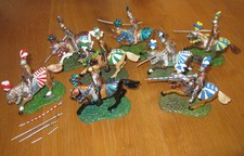 Konvolut 8 Figuren Zinn Mittelalter "del Prado" Ritter Pferd Lanze Spielzeug