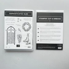 Stampin Up Sophisticated Sled Stamp Set & Dies Bundle - Used - Retired Christmas