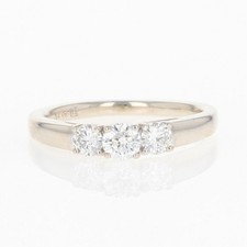 .45ctw Round Cut Diamond Three-Stone Engagement Ring 14k White Gold Size 5.25