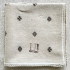 Vintage dunhill Handkerchief Beige Cotton Geometric Classic Pocket Square 18"