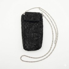 Vintage Black Beaded Crossbody Bag Evening Clutch