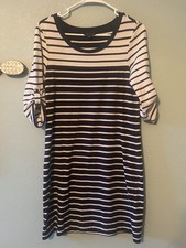 Tommy Hilfiger Women  s Navy Blue White Striped T-shirt Dress Size: Small