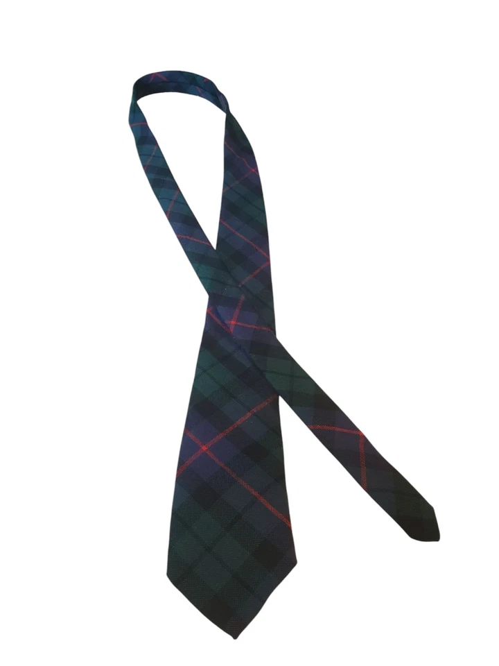Ingles Buchan Mens Tie Necktie Luxury 100% Wool Green Blue Red Plaid Scotland - Image 3 of 4