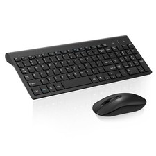 Wireless Keyboard Mouse Combo Compact Silent Ergonomic 2.4G PC Mac Black