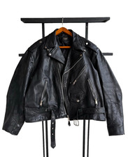 Vintage 80-90s  Amazing Biker Chrome Hearts Type Genuine Leather Jacket