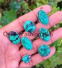 Alluring Turquoise Gemstone 925 Sterling Silver Plated Rings Lot Fashion Jewelry