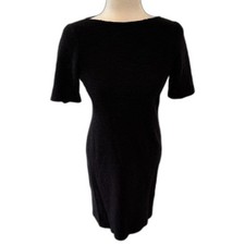 Theory | Black Tweed Cotton Knit Dress Size 4 Knee Length Career Work Business