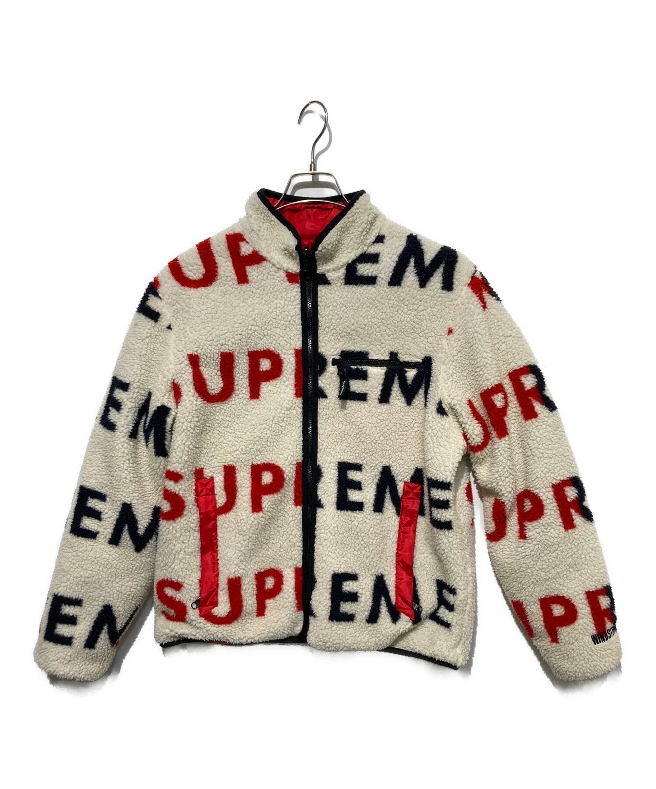 Giacca Pile SUPREME Reversibile Logo Taglia:M Bianco x Rosso Uomo