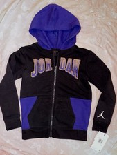 Brand New With Tags Air Jordan Size Youth Medium Black And Purple Zip Up Jacket