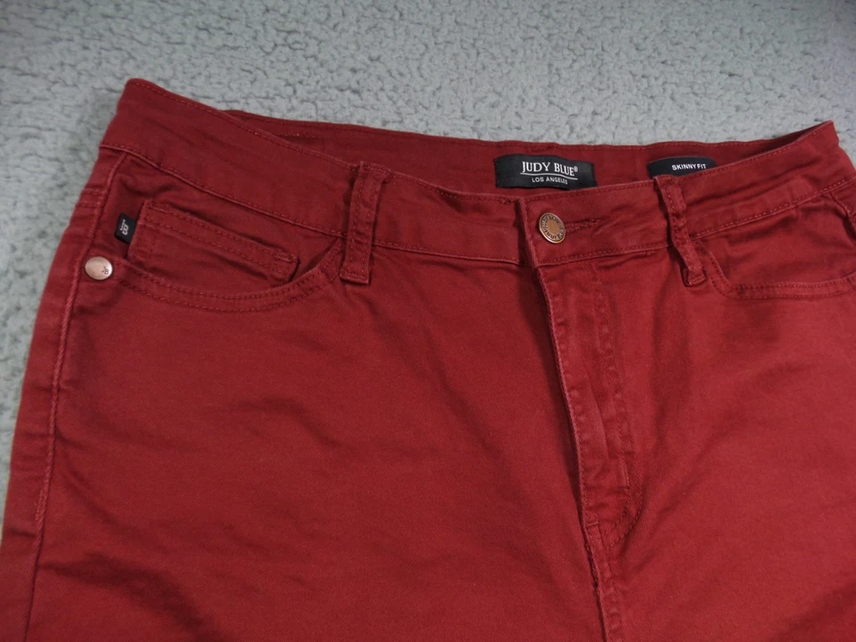 Pantalones de mezclilla Judy Blue para mujer talla 13/31 rojos ajustados tiro alto elásticos cómodos Foto 4 de 4
