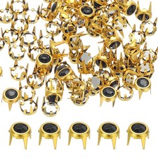 6mm Rhinestone Stud, 70 Pcs Metal Claw Beads Nailhead, Black Gold Tone