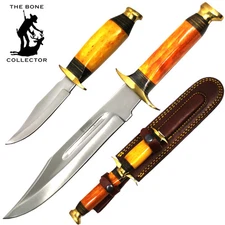 BC 2011-11YBN 13.5" & 8" Bone Collector Yellow Bovine Bone Handle Hunting Knife