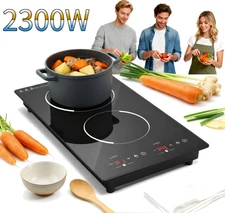 2 Burner Electric Induction Cooktop Built-in Electric Stove Top Touch 2300W 120V