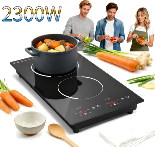 Electric Induction Cooktop 2 Burner Built-in Electric Stove Top 2300W 120V Plug
