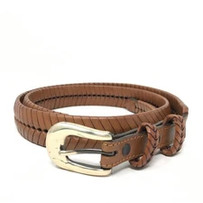 Brighton Ranger Belt Mens Size 42 Brown Woven Leather Brass Buckle Dress Casual