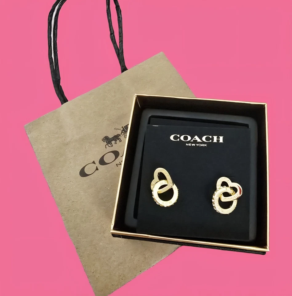 Pendientes Coach entrelazados nuevos con etiquetas Foto 2 de 4