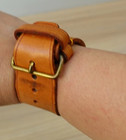Louis Vuitton Poignet Leather Strap Tan Buckle Bracelet VINTAGE Vachetta France — photo 3