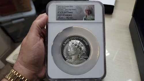 2022 Canada $50 Silver 5 Oz Pulsating Peace Dollar NGC PF70UC UHR FDI Taylor SIG